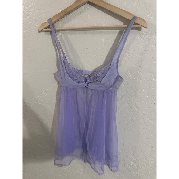 Victoria’s Secret Purple Semi Sheer Floral Twist Front Négligée - Picture 2 of 10